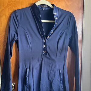 🏷️ Calliope Golf Dress Flare - Blue - L  Long Sleeves - Button Front